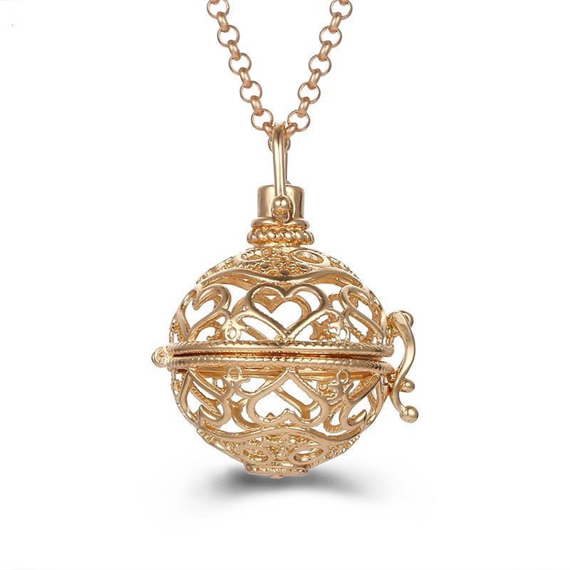 Collar hueco de aromaterapia con jaula de circonita, difusor de aceites esenciales, caja de perfume, accesorios antiguos para ropa tradicional Han