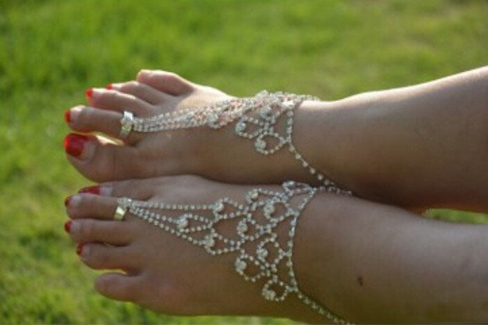 Tobillera nupcial de diamantes de imitación para playa