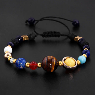 Universum Galaxie Acht Planeten Sonnensystem Schutzstern Natursteinperlen-Armband
