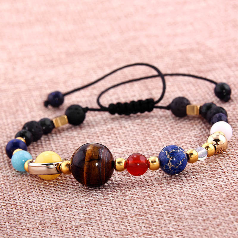 Universum Galaxie Acht Planeten Sonnensystem Schutzstern Natursteinperlen-Armband