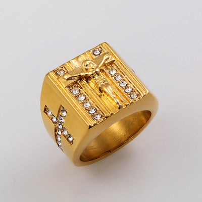 Europäischer und amerikanischer Retro-Religions-Jesus-Kreuz-Ring