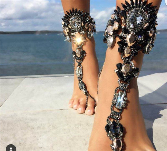 Europäischer und amerikanischer übertriebener Knöchelschmuck mit Edelsteinintarsien aus Legierung