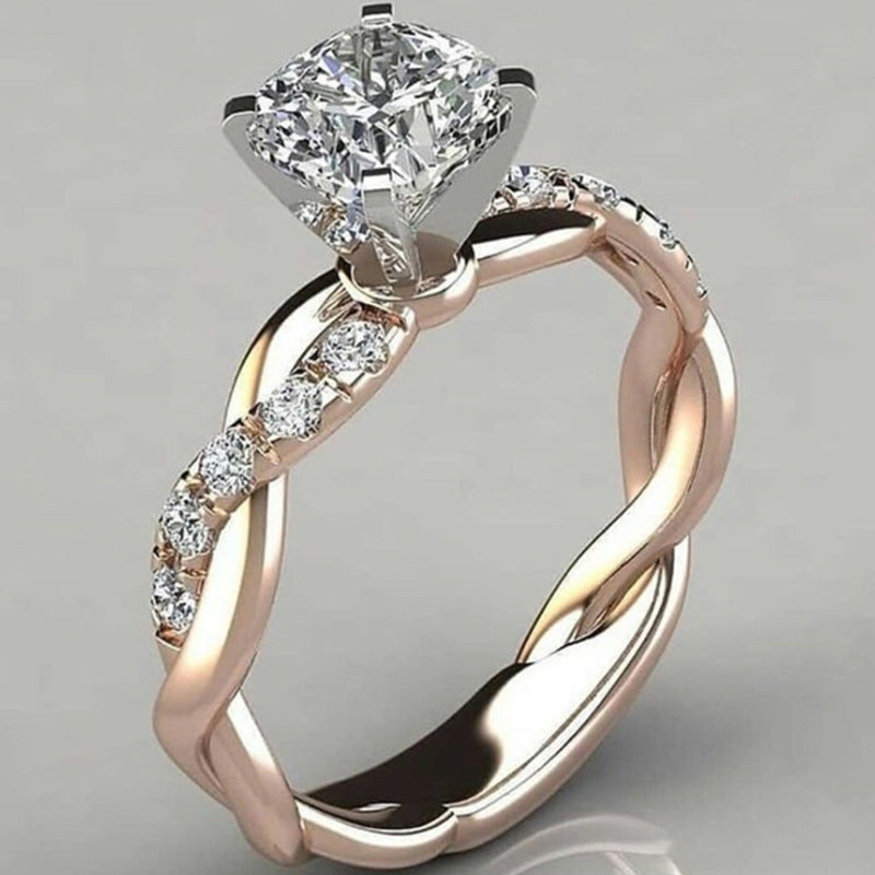 Anillo de princesa con diamante de talla cuadrada