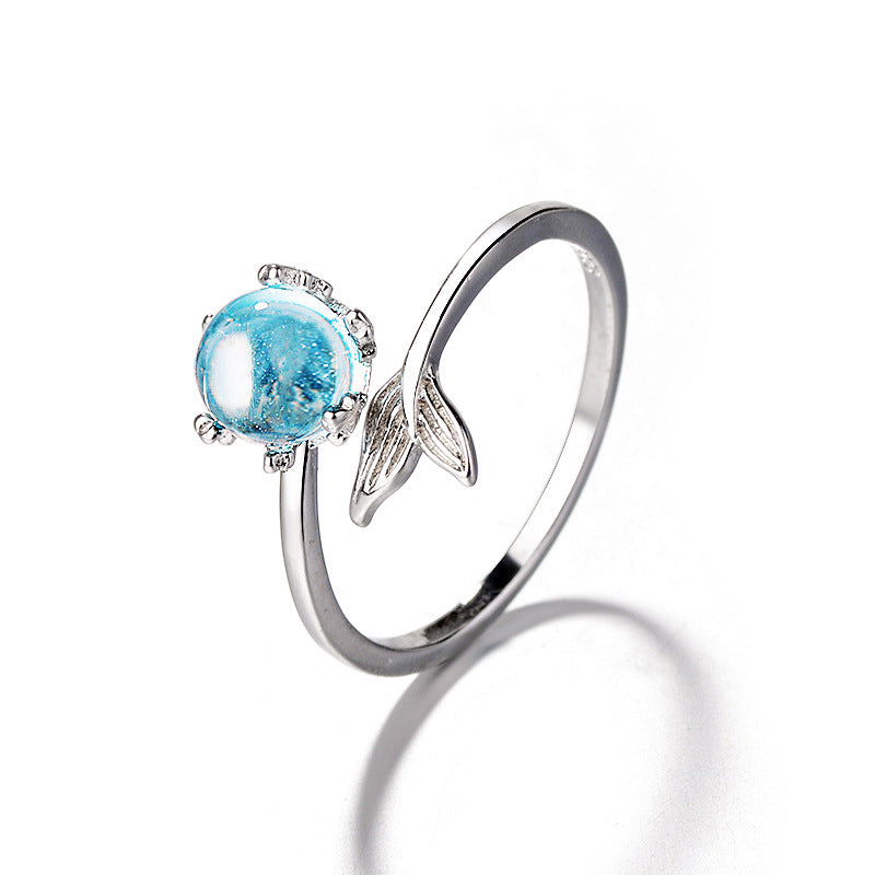 Verstellbarer Ring für Damen, Hochzeit, Verlobung, versilbert, Fingerring, Schmuck, stilvolles Persönlichkeitsdesign, Meerjungfrau