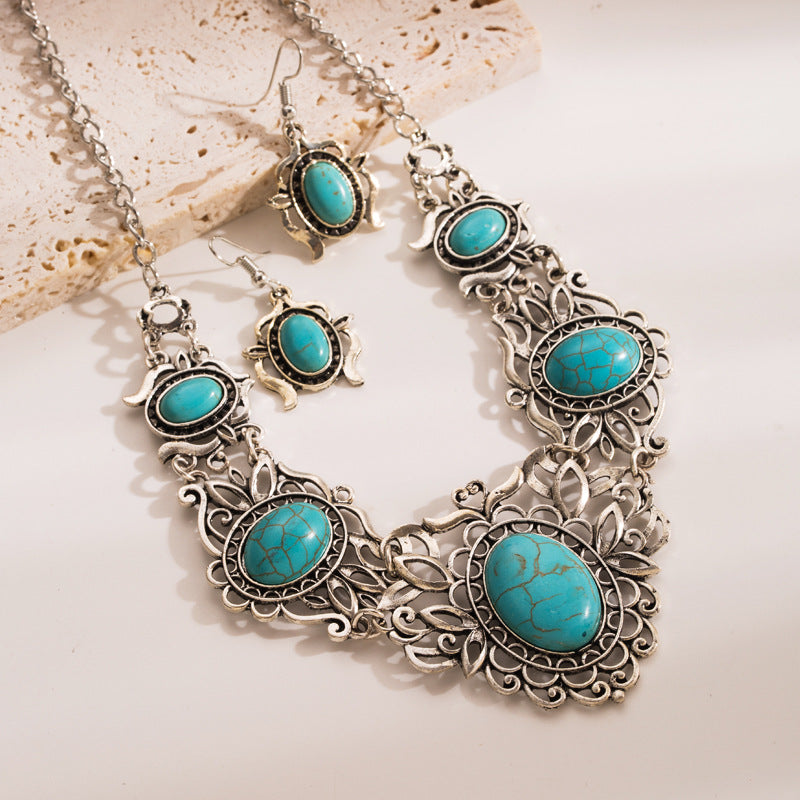 Legierung High-End Temperament Ohrring-Halsketten-Set