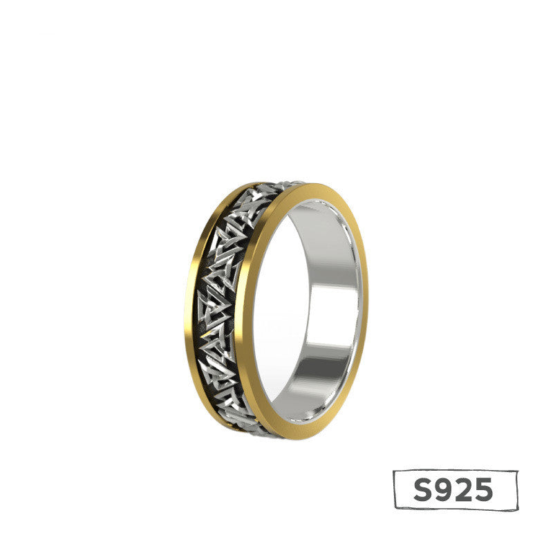 Conjunto Anillo Bronce Vikingo Plata Nudo Hombre