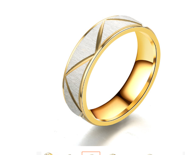 Anillo de pareja de acero de titanio, anillo de acero inoxidable chapado en oro de 24 quilates
