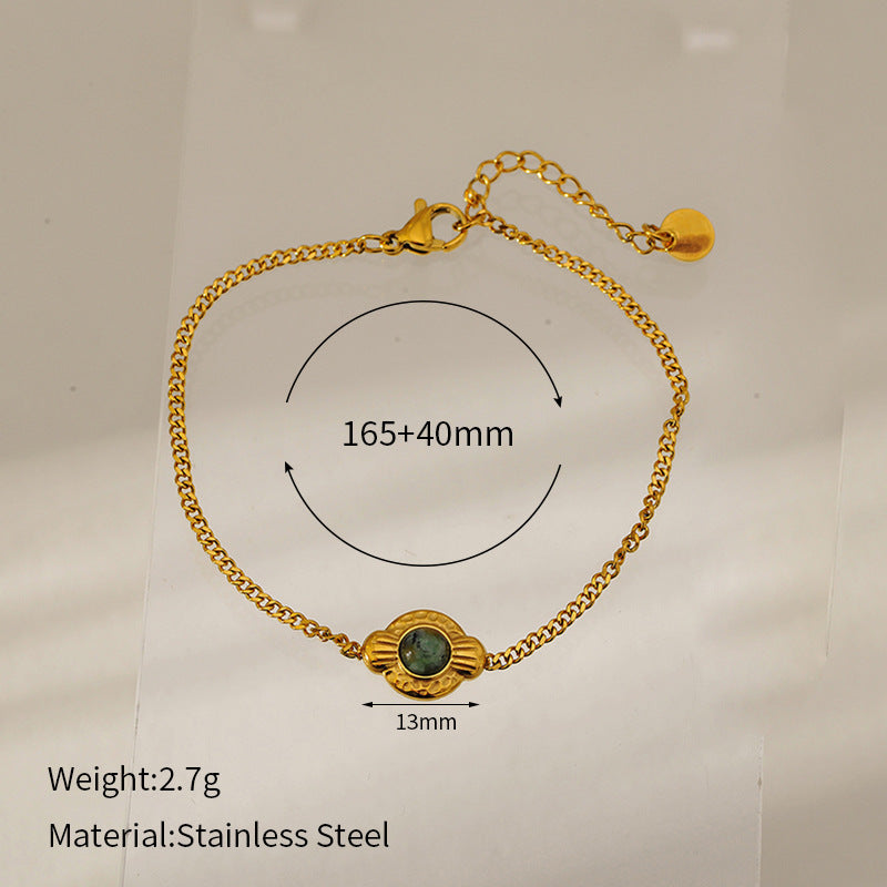 Pulsera con colgante de cristal verde pino de moda para mujer