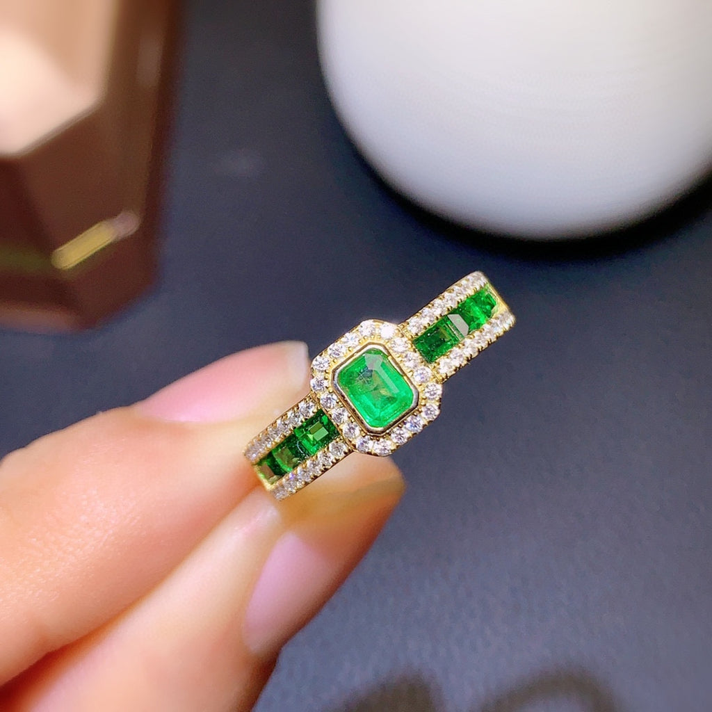 Anillo de esmeralda natural colombiana para mujer