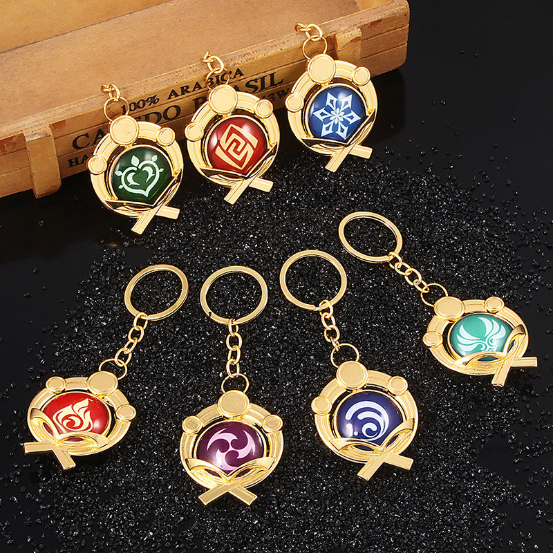 Llavero luminoso de cristal de doble cara de Genshin Impact