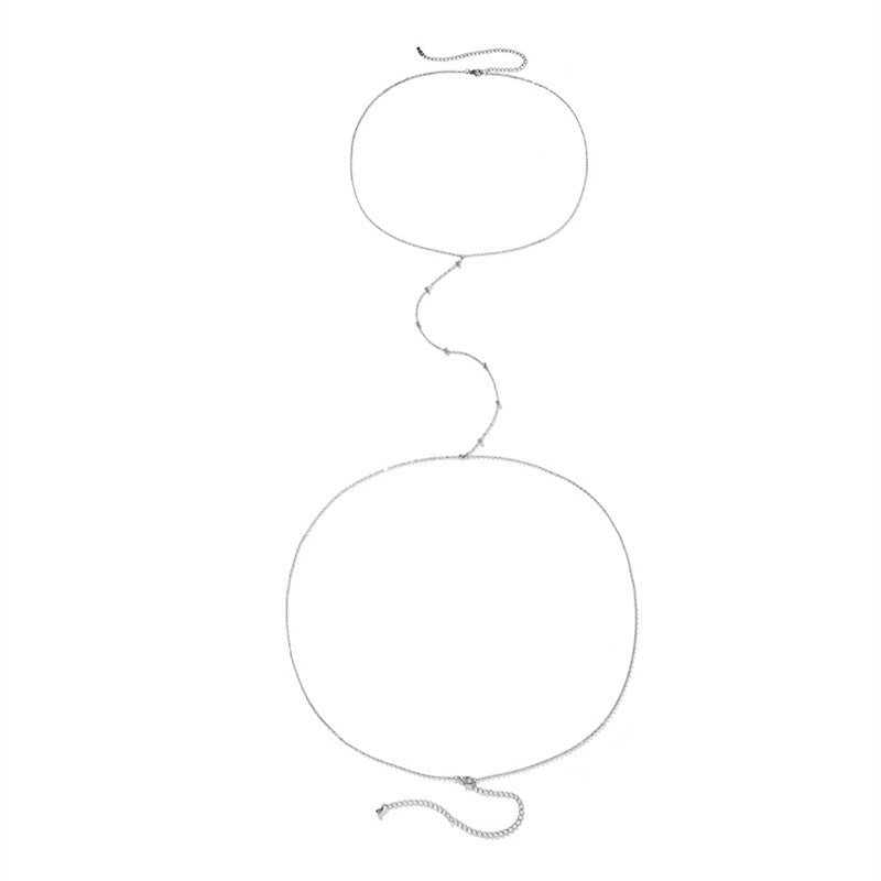 Collar de una pieza, cadena para mujer, cadena de orbe de metal, cadena corporal, cadena de cintura