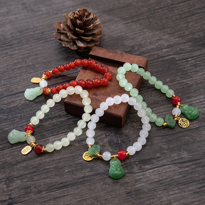 Ethnic Style Blessing Card Smiling Face Buddha Bracelet