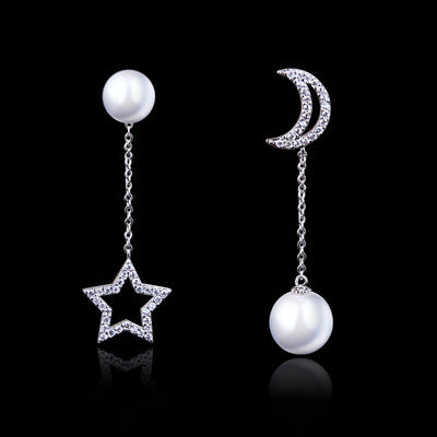 Pendientes largos de estrella y luna