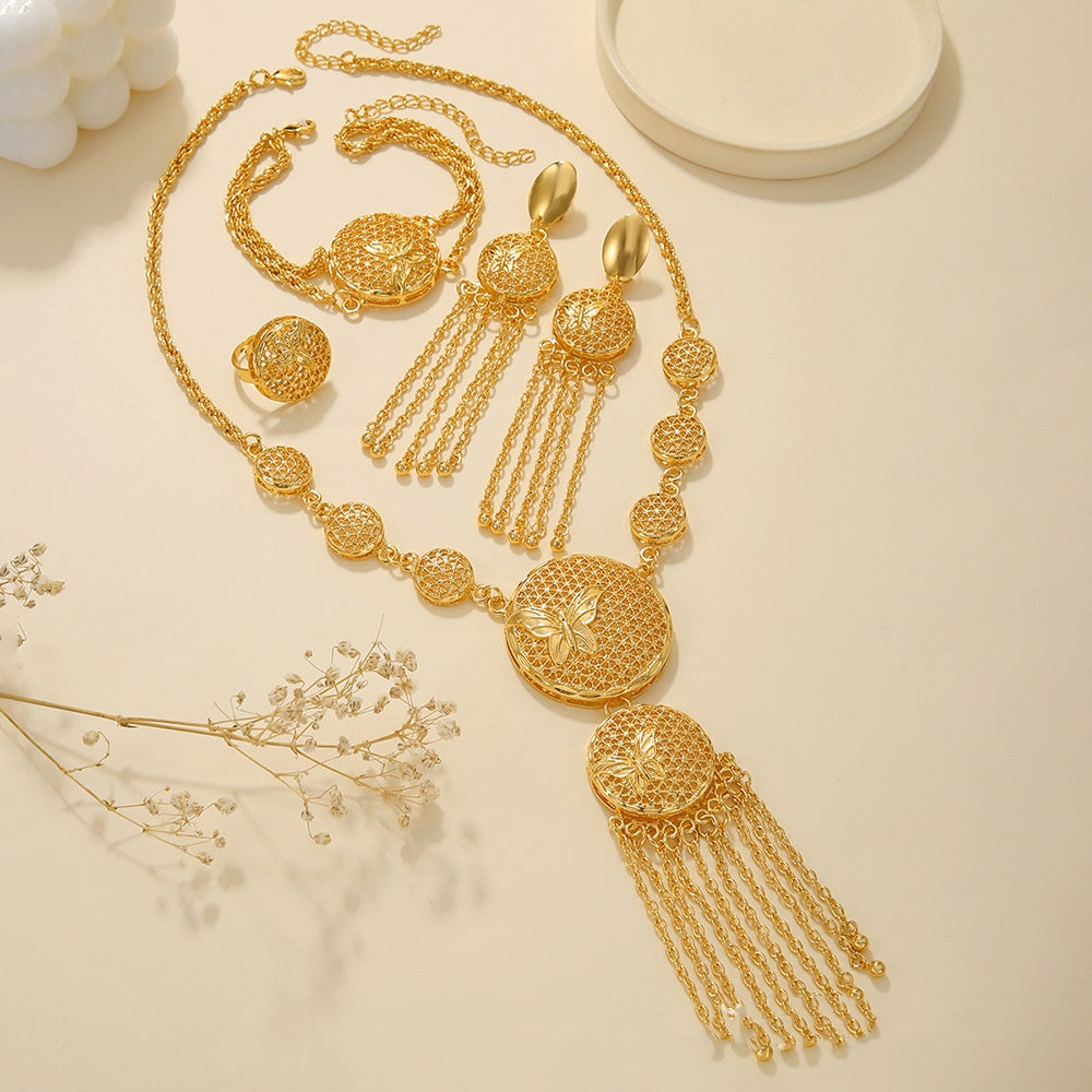 Braut Halskette Ohrringe Hohl Geschnitzter Schmuck