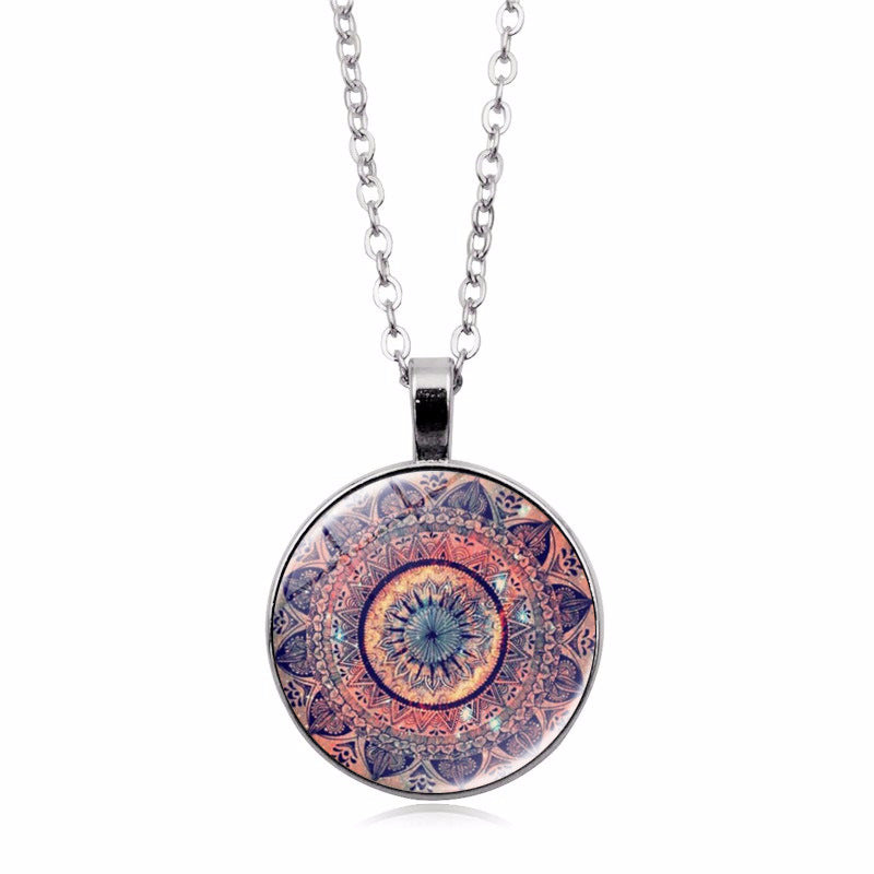 Yoga Mandala Blume Zeit Edelstein Halskette
