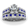 Anillos de pareja de diamantes blancos y azules para mujer