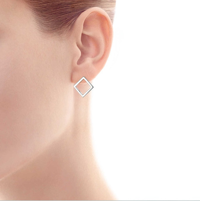 Pendientes cuadrados de plata de ley 925