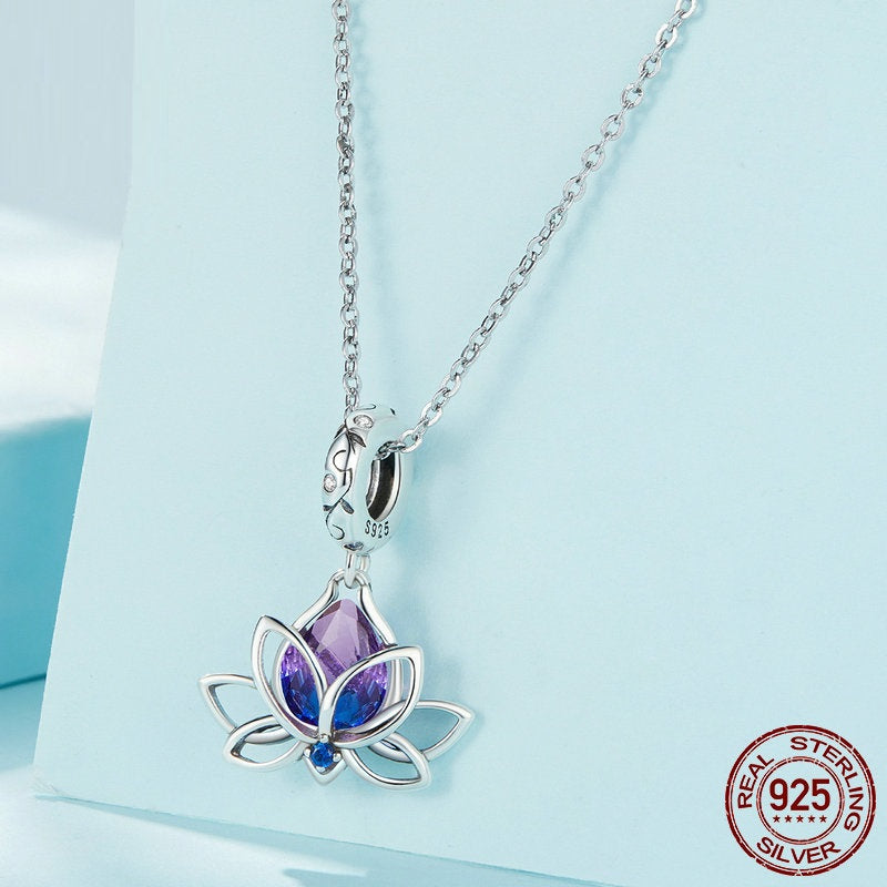 Neuer Farbverlauf Synthetischer Turmalin Lotus DIY Armband Halskette Anhänger