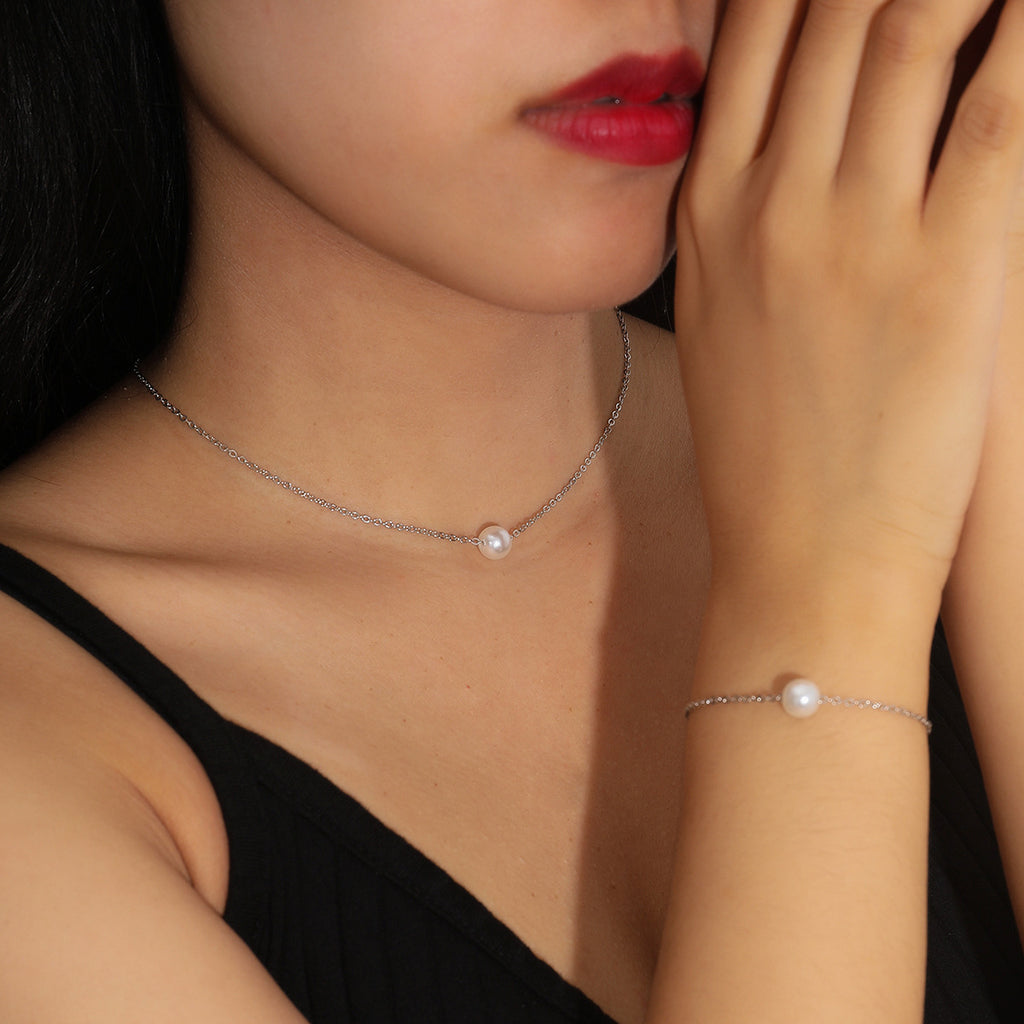 Pulsera Creativa Traje Personalidad Collar Simple de Perlas