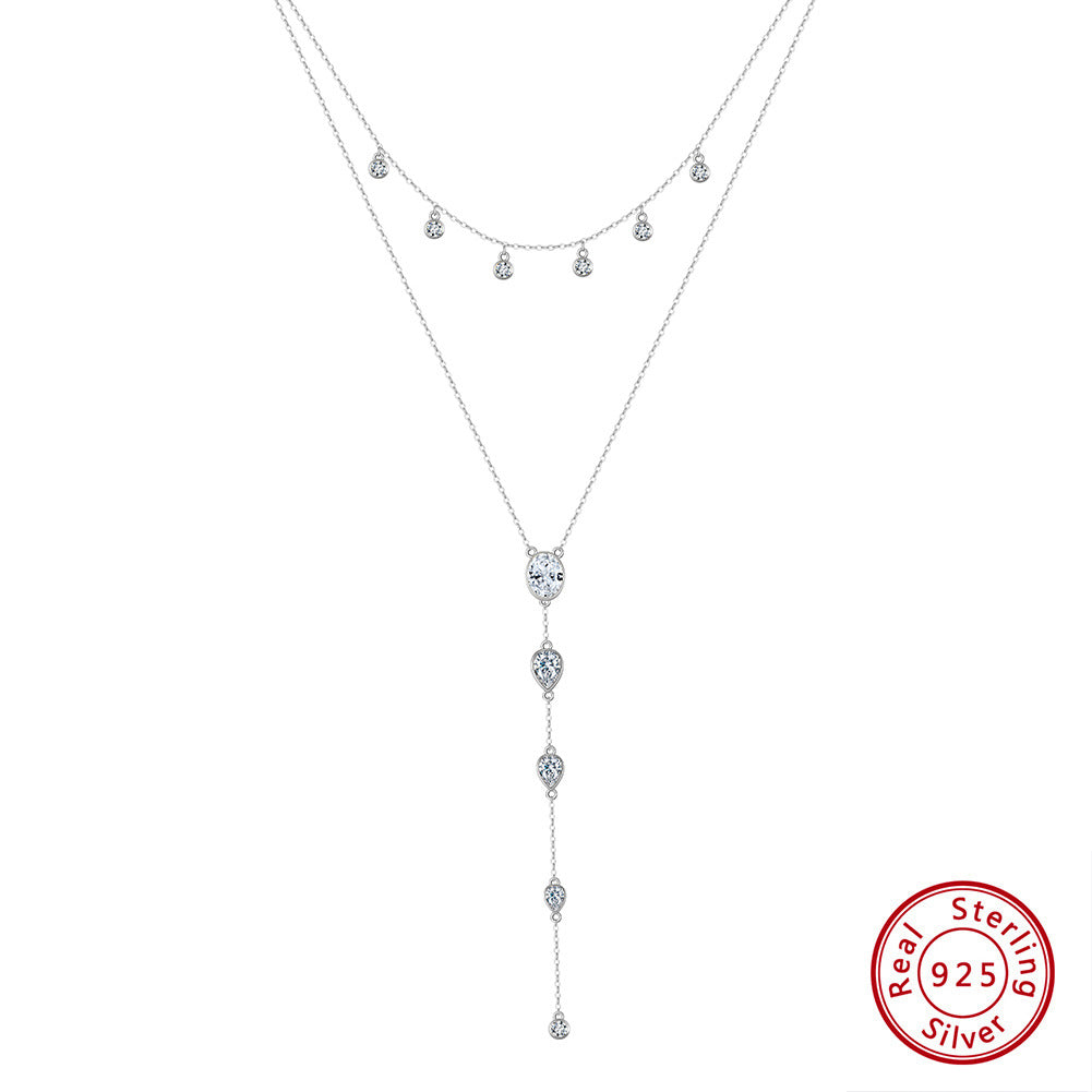 Accessoires: Halskette für Damen aus Sterlingsilber mit zwei Lasso-Anhängern