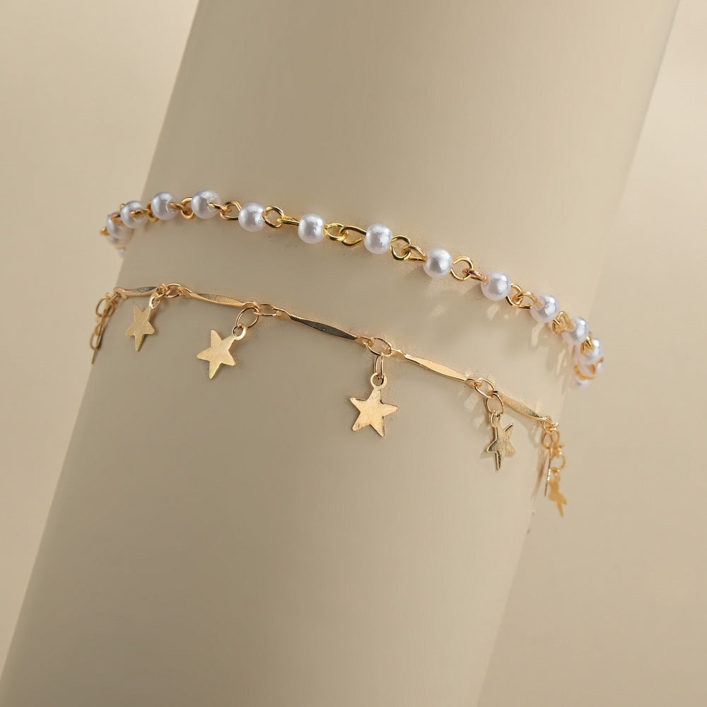 Tobillera de metal con estrella de cinco puntas