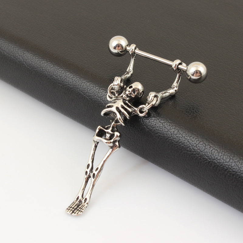 Anillo de pezón con calavera, joya corporal antigua