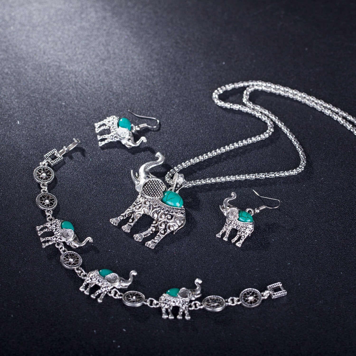 Türkises Elefanten-Schmuckset