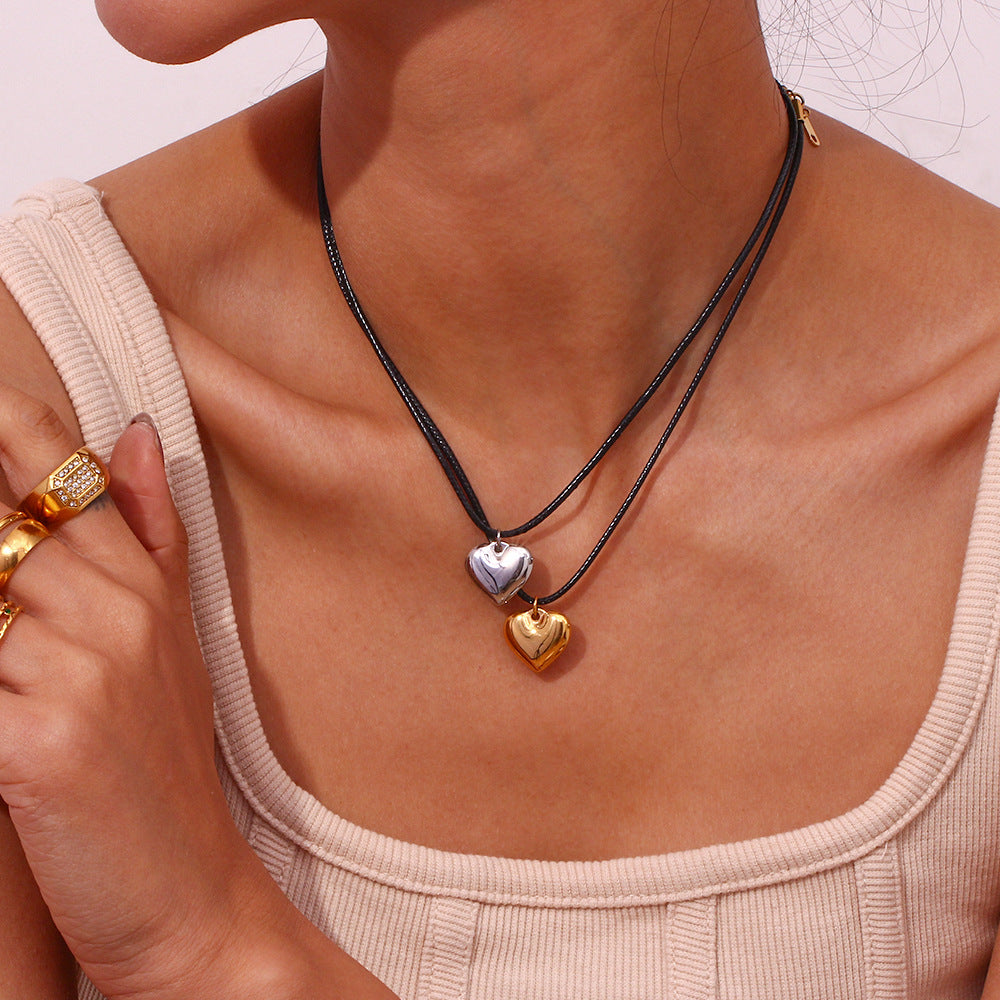 Modeschmuck Damen Edelstahl Seilkette Pfirsich Halskette