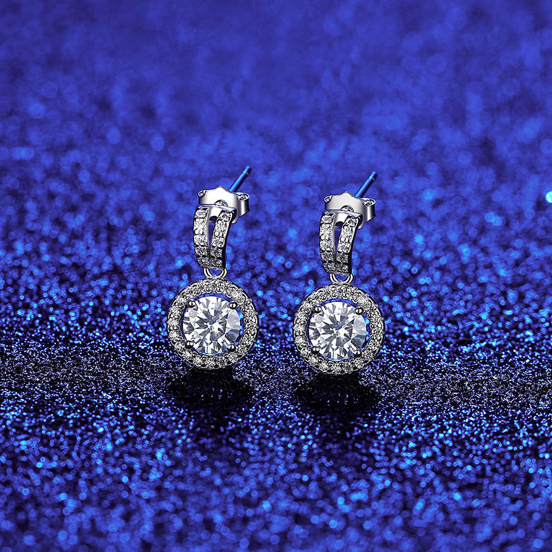 Pendientes de Moissanita PAG & MAG, Pendientes de Plata de Ley S925