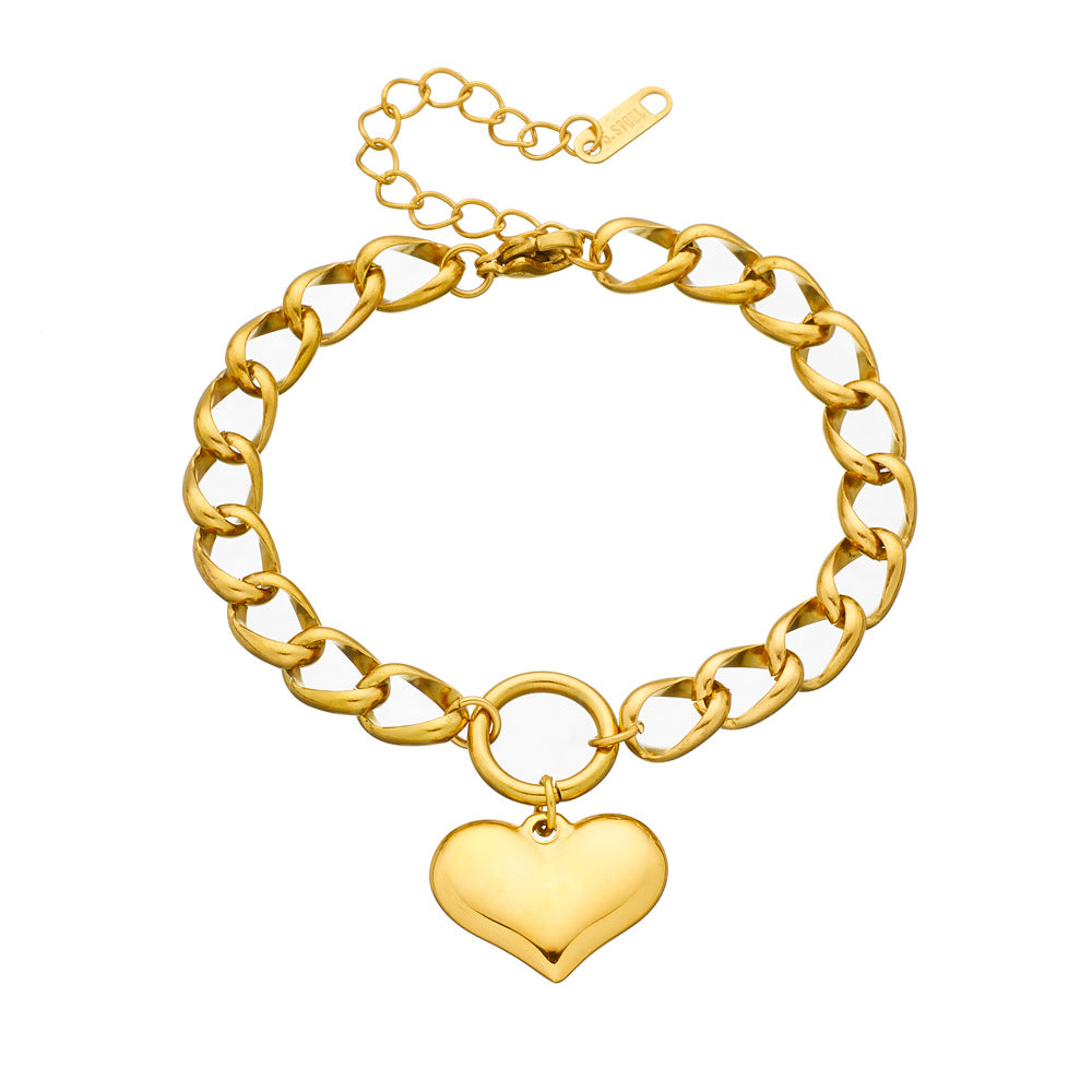 Edelstahl Mode Persönlichkeit Einfach Punk Retro Hip-Hop Hohes Temperament Runde Kette Titan Stahl Metall Armband Modeschmuck