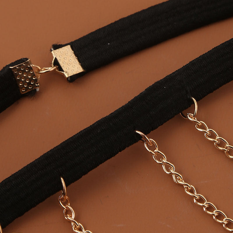 Joyería corporal elástica multicapa de moda creativa para mujer con cadena para el muslo