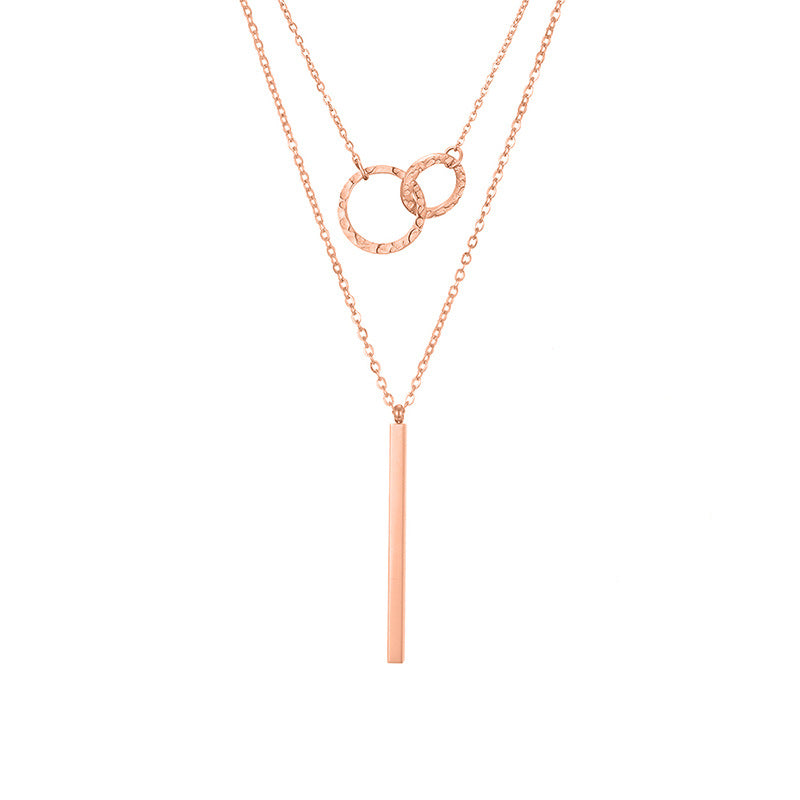 Geometrischer Anhänger, doppelreihige Edelstahlkette