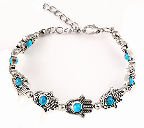 Pulsera elegante y versátil de metal con abalorios de palma bohemia