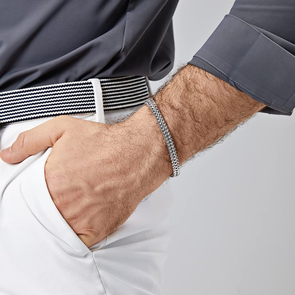 Pulsera magnética desmontable de tres secciones de acero inoxidable estilo cubano sencillo