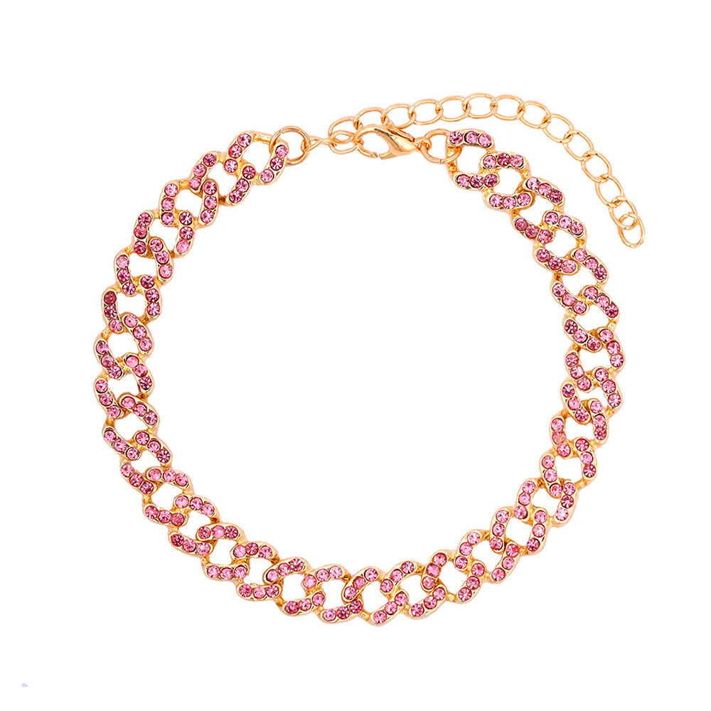 Tobillera de cadena cubana con accesorios de mariposa de diamantes completos con personalidad