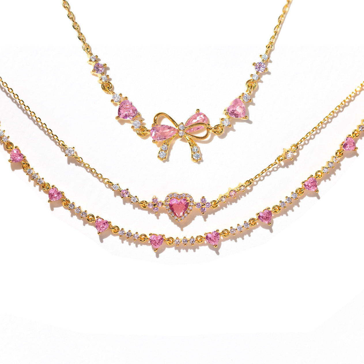 Pulsera de cadena con diamantes de imitación de corazón de lazo dulce Y2K Ins para el Día de San Valentín