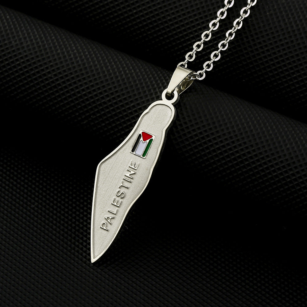 Edelstahl Israel und Palästina Karte Halskette