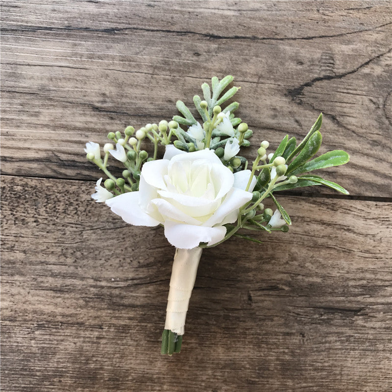 Koreanischer Stoff Braut und Bräutigam Korsage Rose Kleine Knospen Seidenblume vor der Heirat