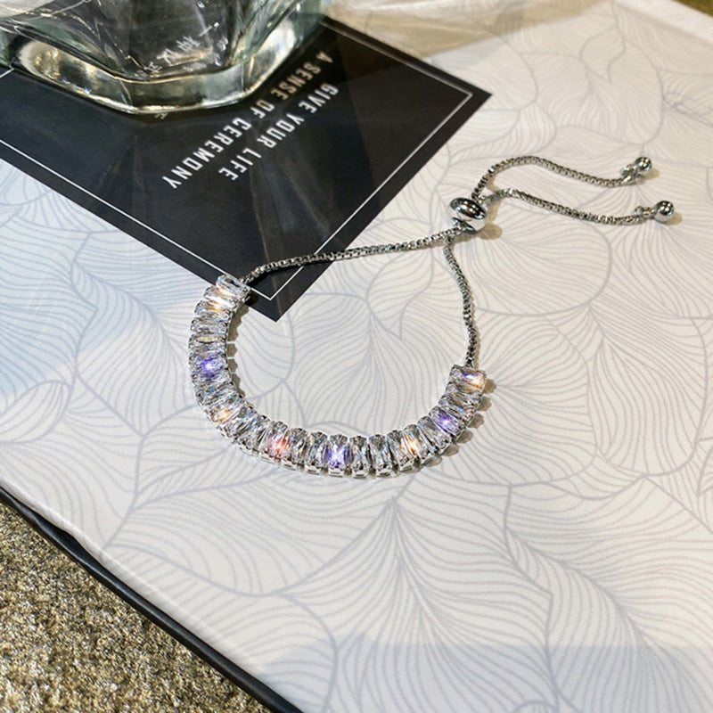 Pulsera de diamantes de imitación, estilo Ins, brillante, ajustable, joyería para mujer