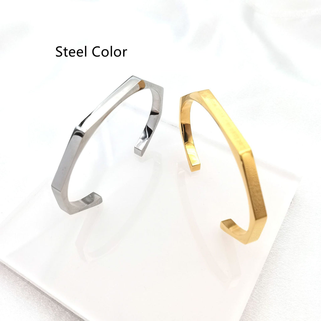 Diamond Hexagonal Smooth Opening Bracelet