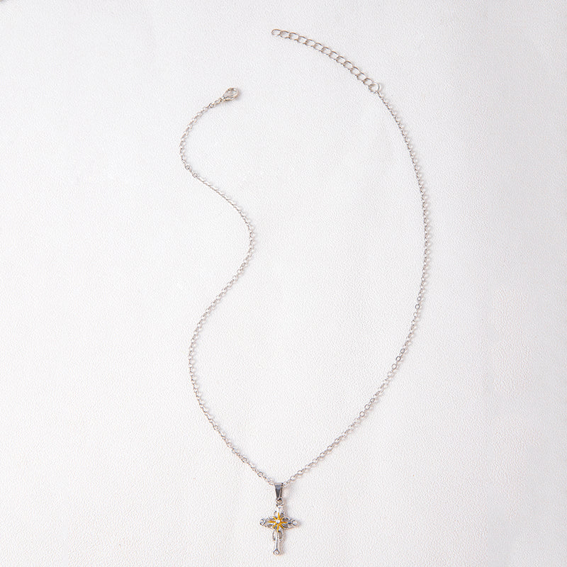 Collar con colgante de flor de cruz nueva 2023, collar de plata con fe católica