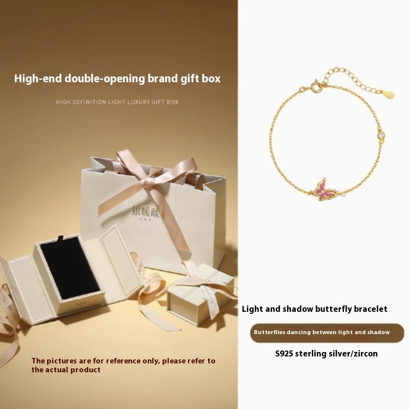 Women's Sterling Silver Enamel Butterfly Necklace