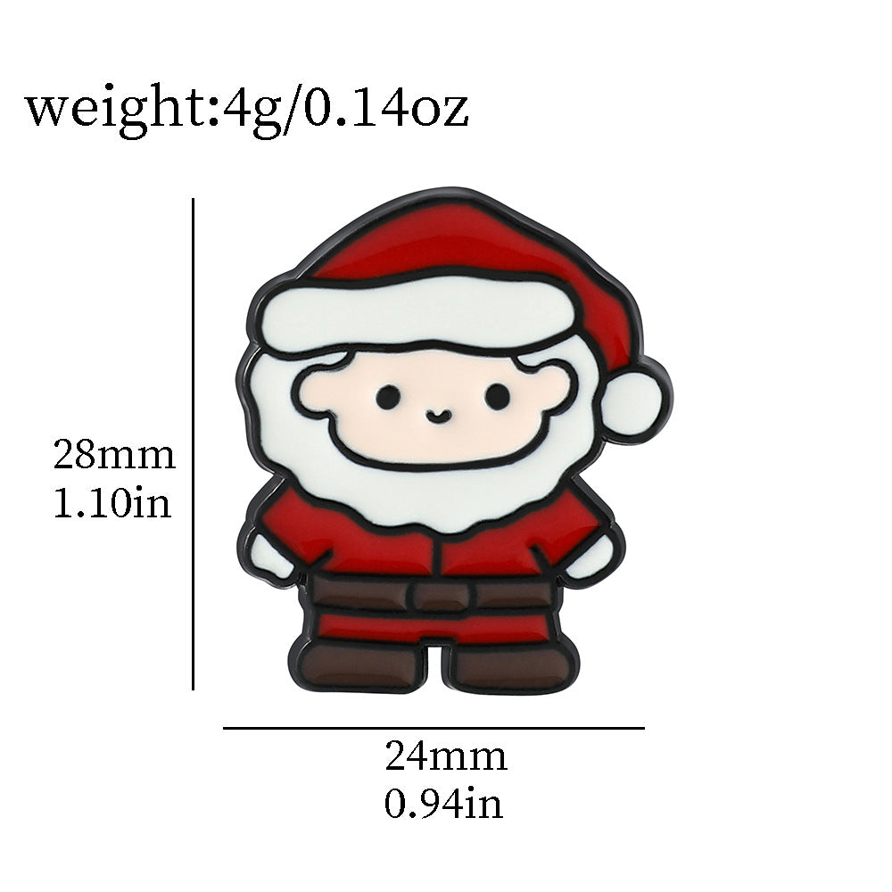 Bonito broche de aleación con diseño navideño de dibujos animados