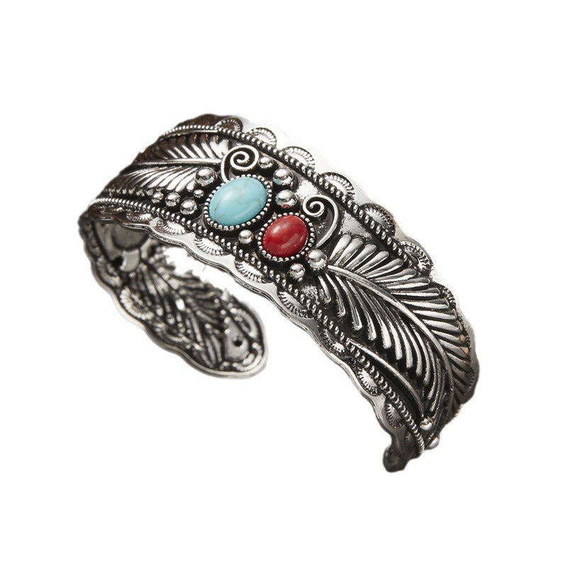 Vintage Navajo Style Oval Turquoise Bracelet