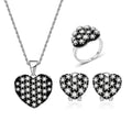 Schmuckset im Retro-Ethno-Stil, Halskette, Ohrringe, Ring, dreiteiliges Brautschmuck-Set mit Herzform