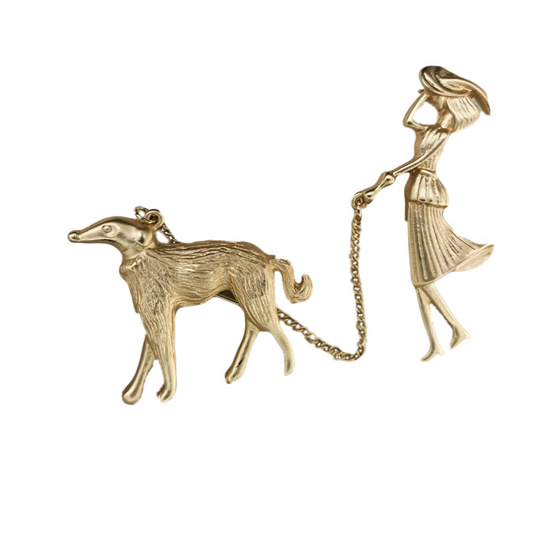 Schmuck Matte Gold Dog Walker Kollektion Brosche