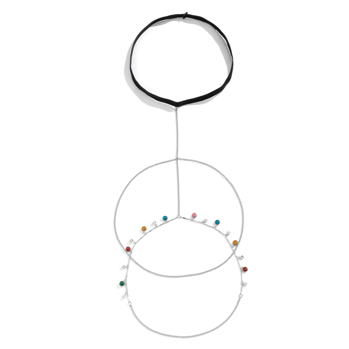 Cadena de muslo con borla elástica de cadena colorida