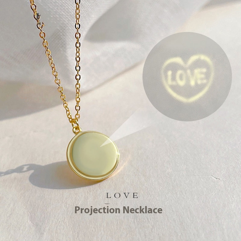 Projektionshalskette "I Love You" aus 925er reinem Silber, Netz-Rot, LOVE Schlüsselbeinkette für Frauen, Freundinnen, Paare, Romantische Mode-Schmuckgeschenke