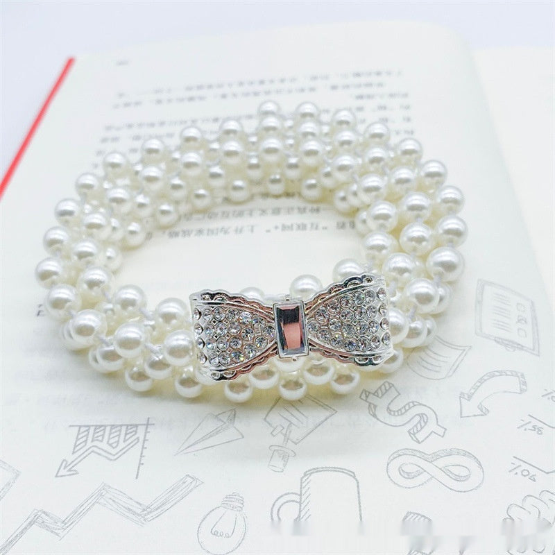 Joyería de moda para mujer, cadena de cintura con perlas blancas
