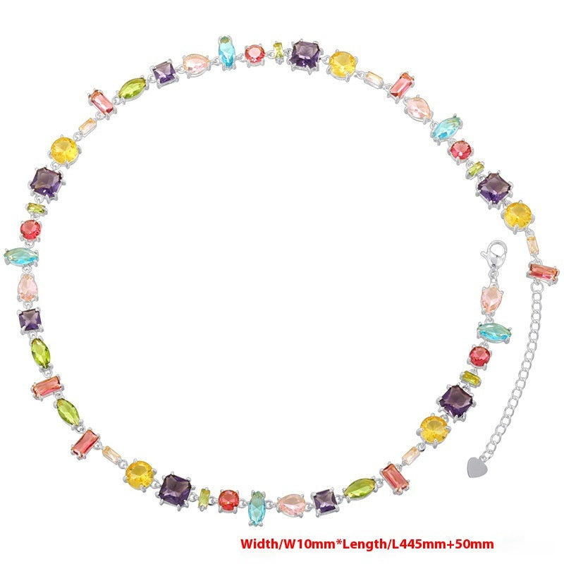 Cross-border Candy Color Special-shaped Zircon Stitching Bracelet Necklace
